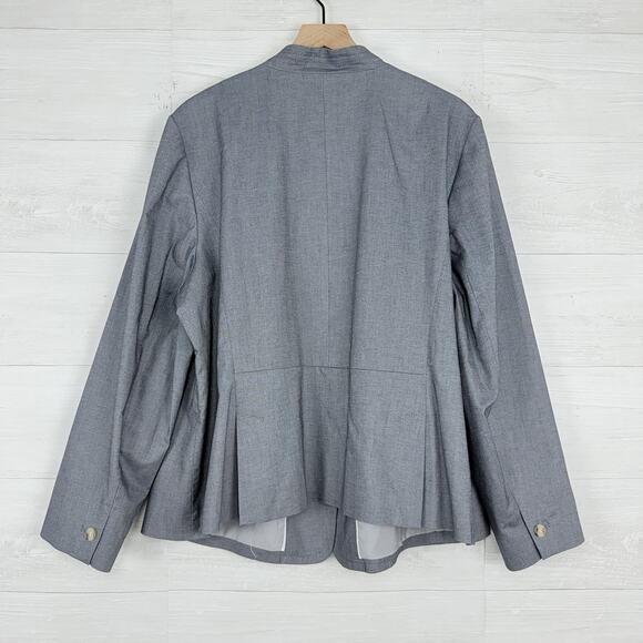 Talbots Womens Blazer Plus Size 22W Gray Cotton Blend Career Office Corporate - Picture 7 of 16